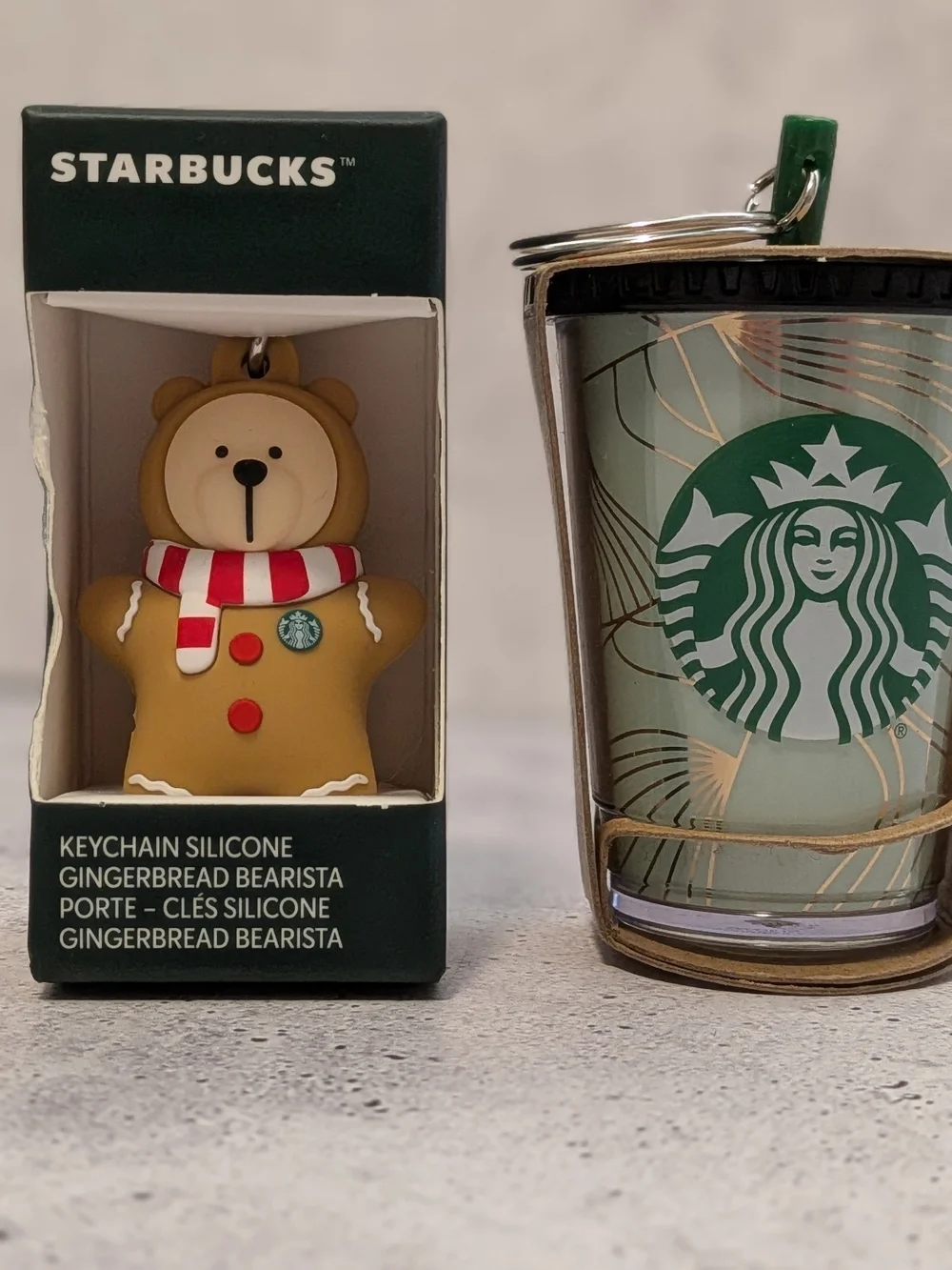 Starbucks Gingerbread Bearista Keychain with Red and White Scarf